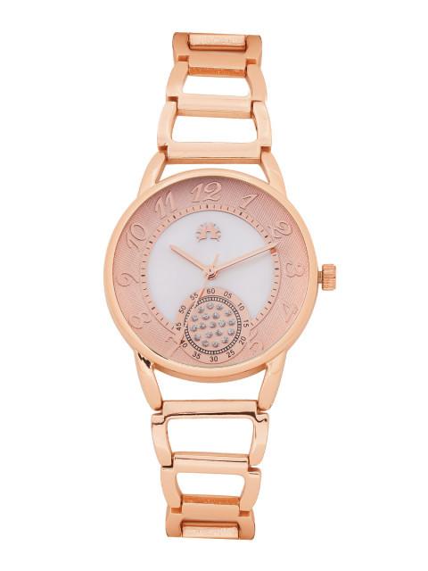 Arumkick Rose Gold-Toned & White Analogue Watch