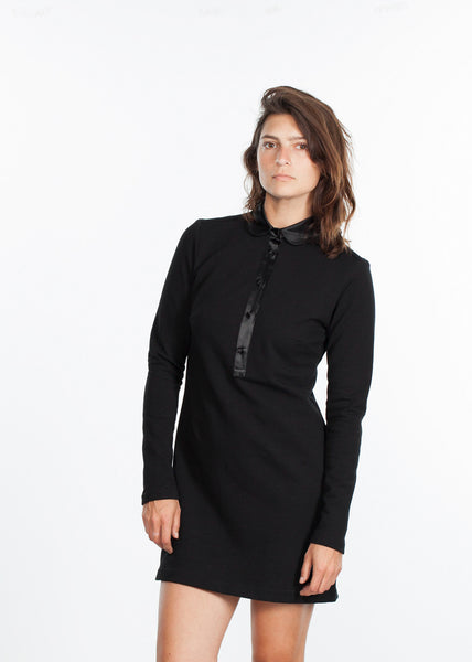 Fleece Jersey Dress in Black