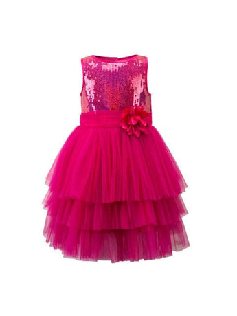 Branyork Pink Self Design Fit and Flare Dress