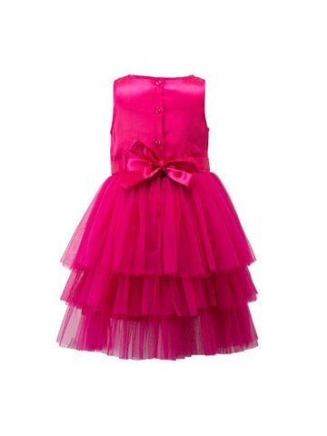 Branyork Pink Self Design Fit and Flare Dress