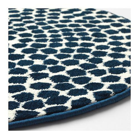 White and Dark Blue Round Rug